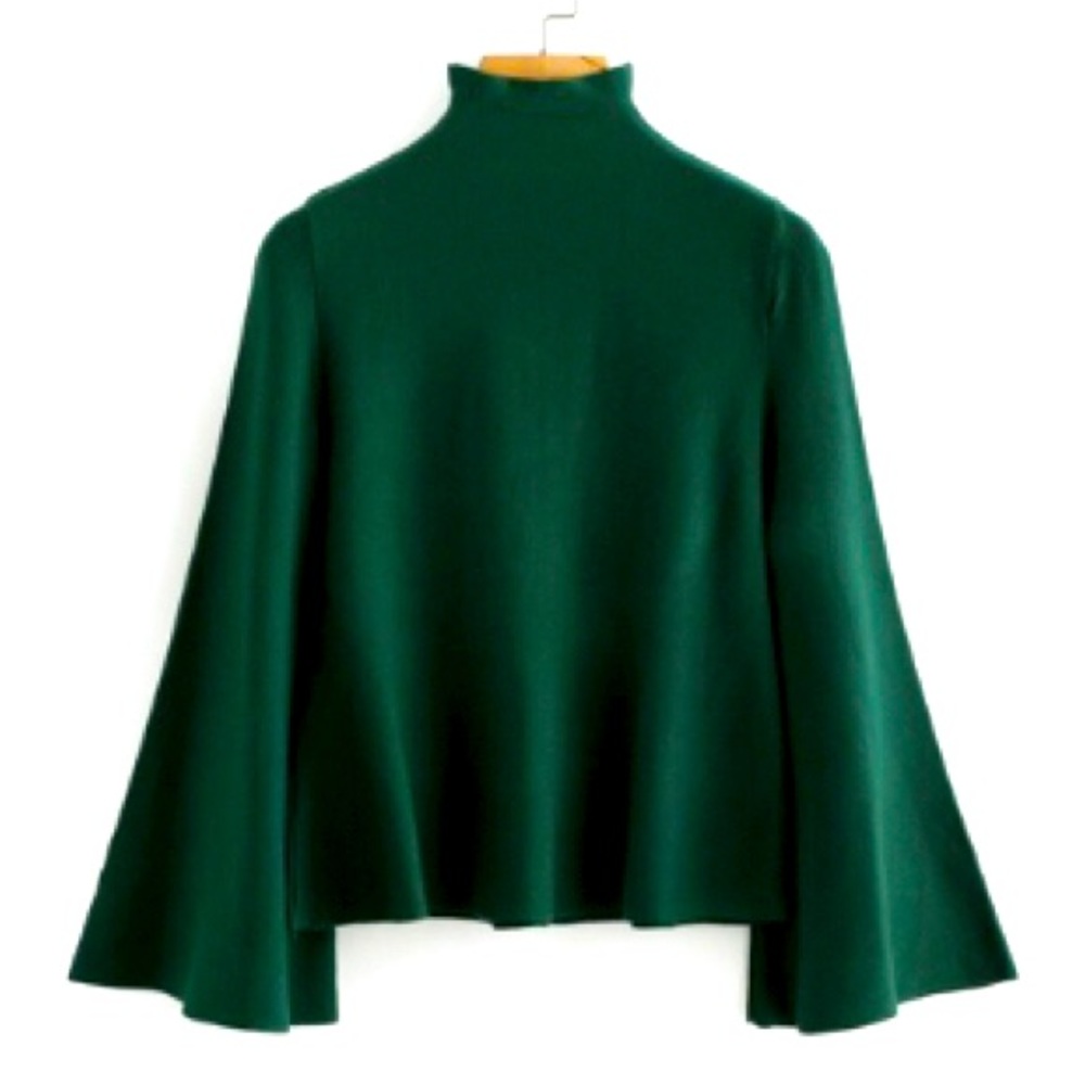 Mock Neck Bell Sleeve Sweater